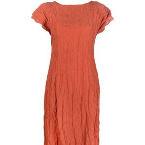 TOTEME CRINKLED SILK CAP SLEEVE MIDI DRESS, 💯 Silk
